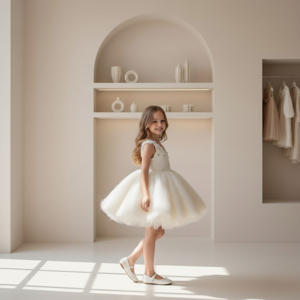 Ivory Butterfly Tulle Princess Dress