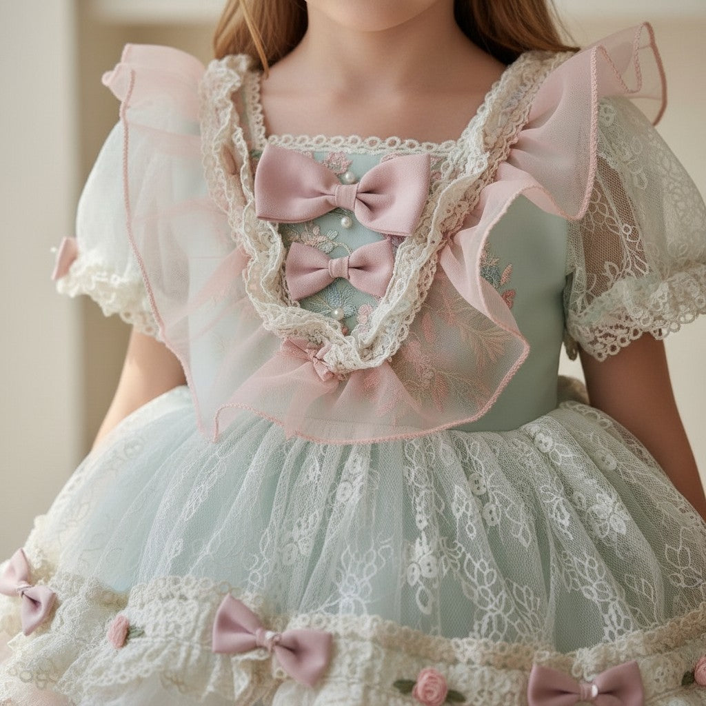 Pastel Bloom Bow Princess Dress