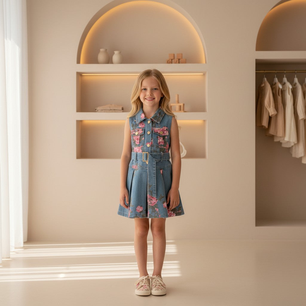 Rosalie Denim Bloom Dress