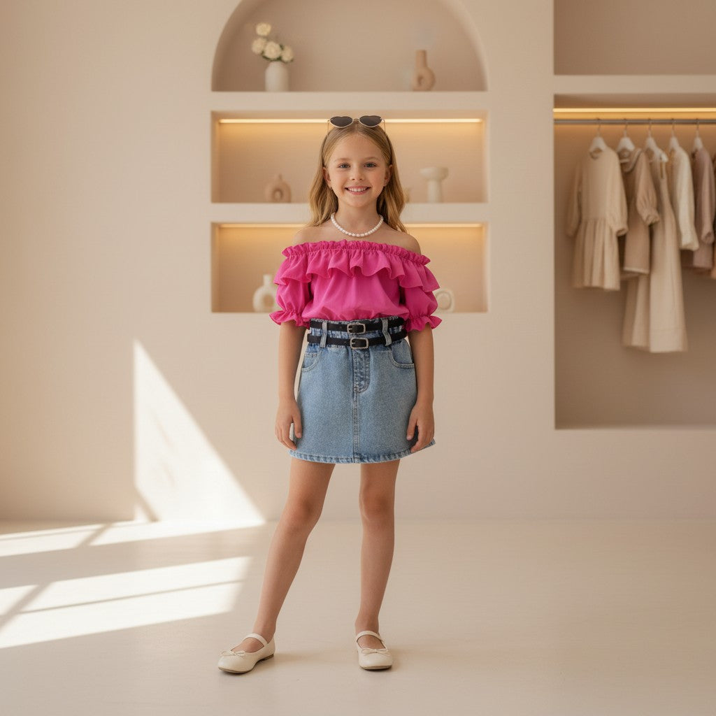 Chérie Ruffle Denim Set