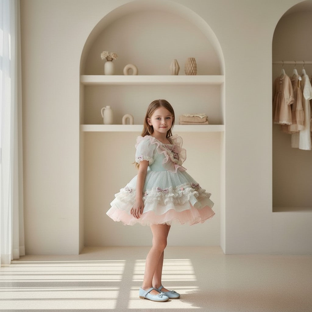Pastel Bloom Bow Princess Dress