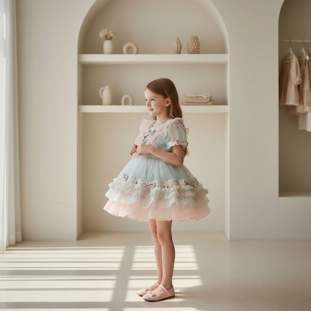 Pastel Bloom Bow Princess Dress