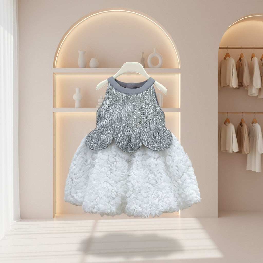 Silver Lace Couture Dress