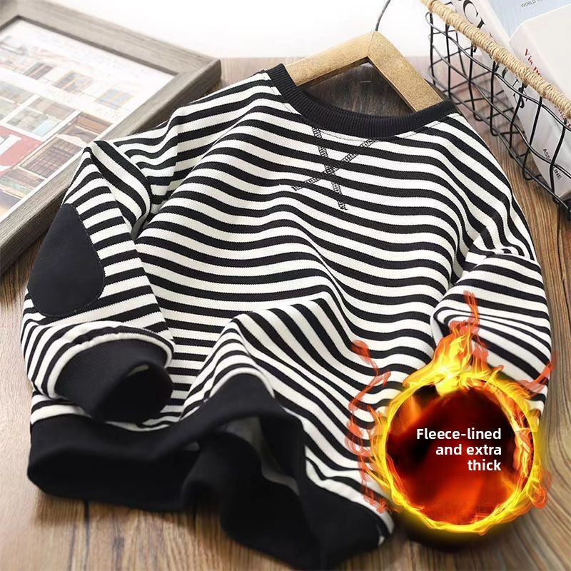 Kids Striped Sweatshirt Fleece Lined Pullover