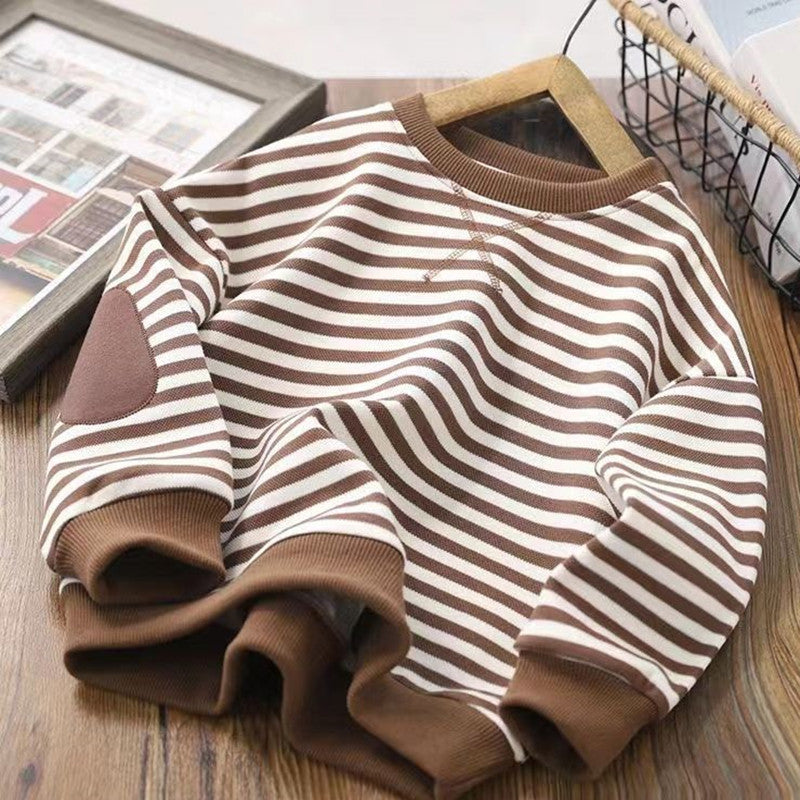 Kids Striped Sweatshirt Fleece Lined Pullover