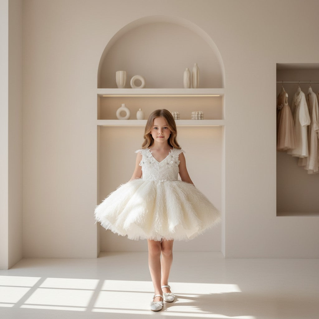 Ivory Butterfly Tulle Princess Dress