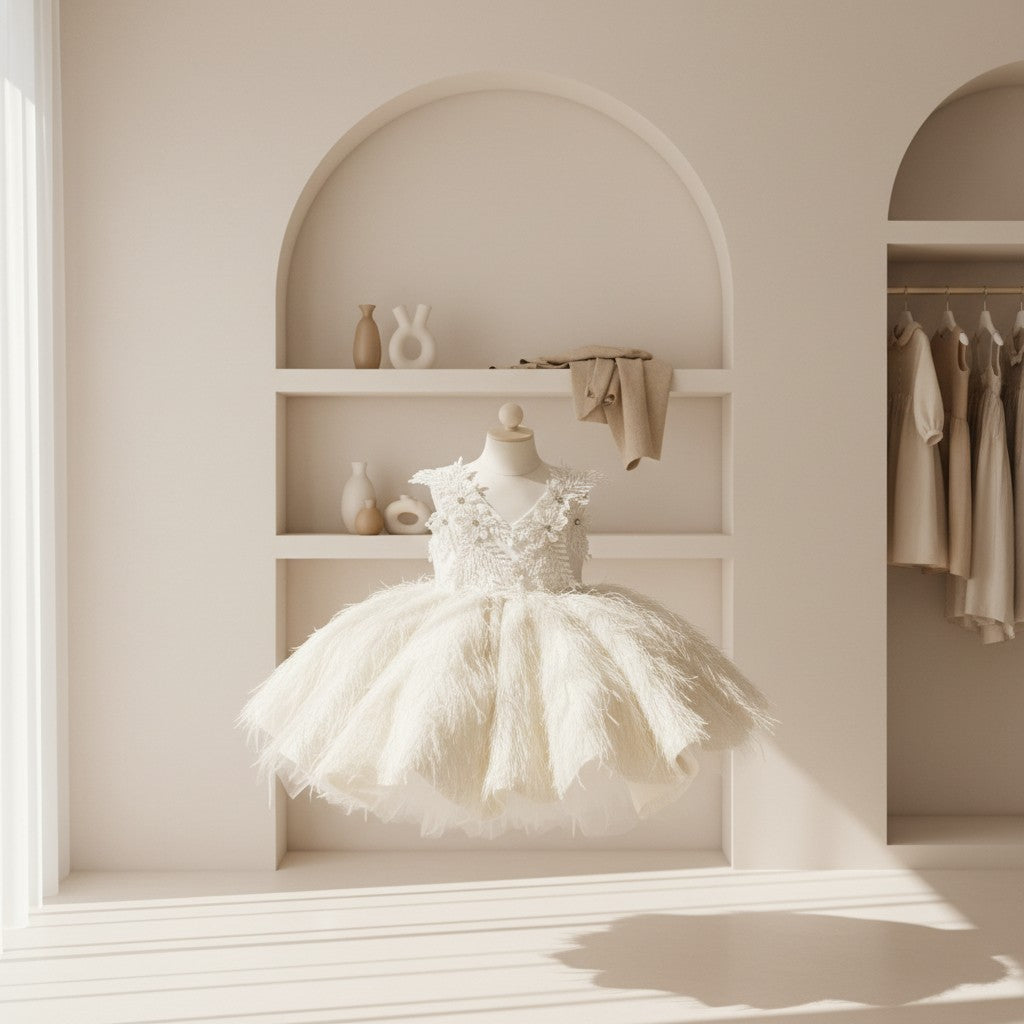 Ivory Butterfly Tulle Princess Dress