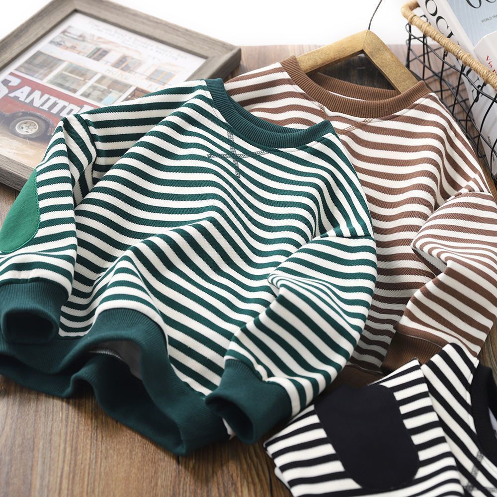 Kids Striped Sweatshirt Fleece Lined Pullover