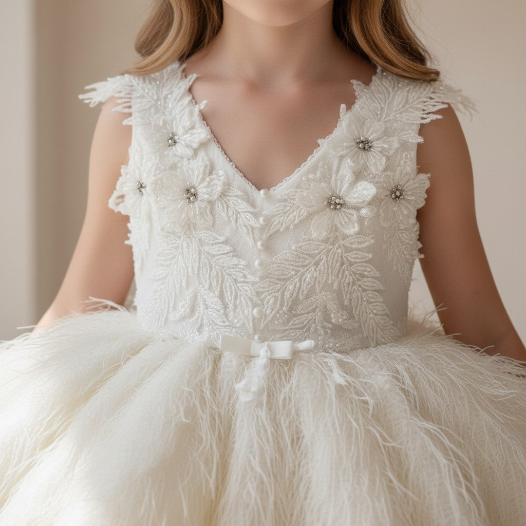 Ivory Butterfly Tulle Princess Dress