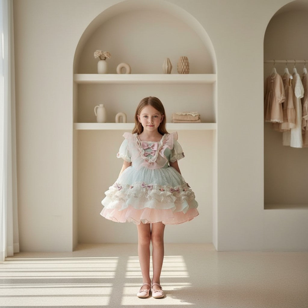 Pastel Bloom Bow Princess Dress