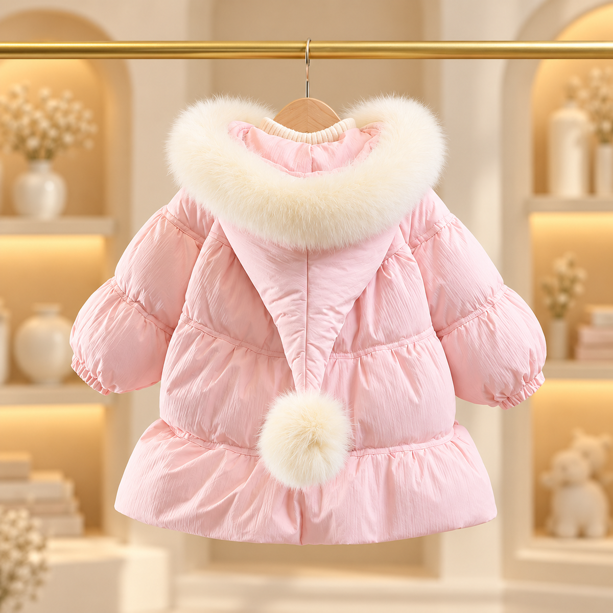 Rosalie Bow & Ruffle Puffer Coat