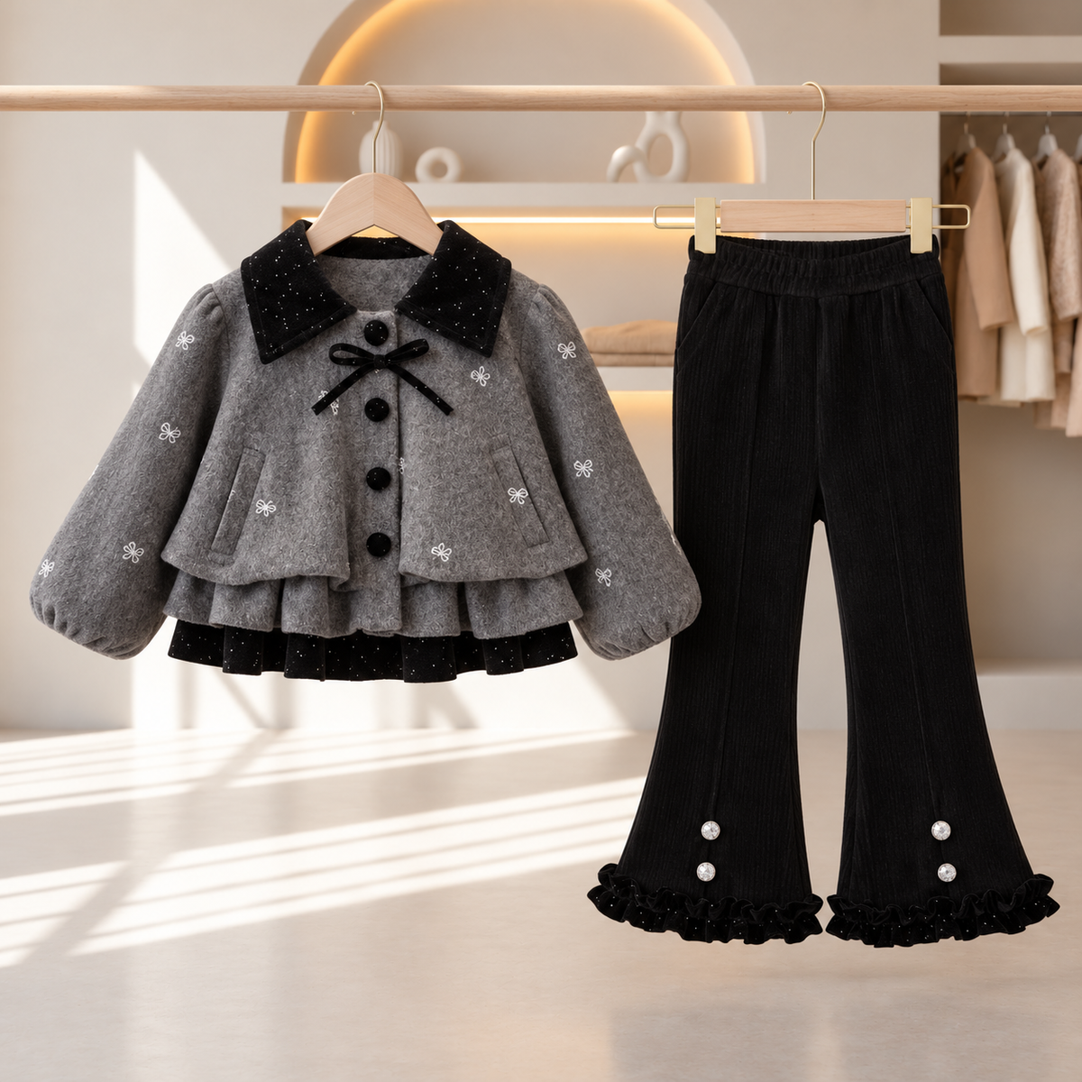 Isla Quilted Jacket & Flare Pants Set