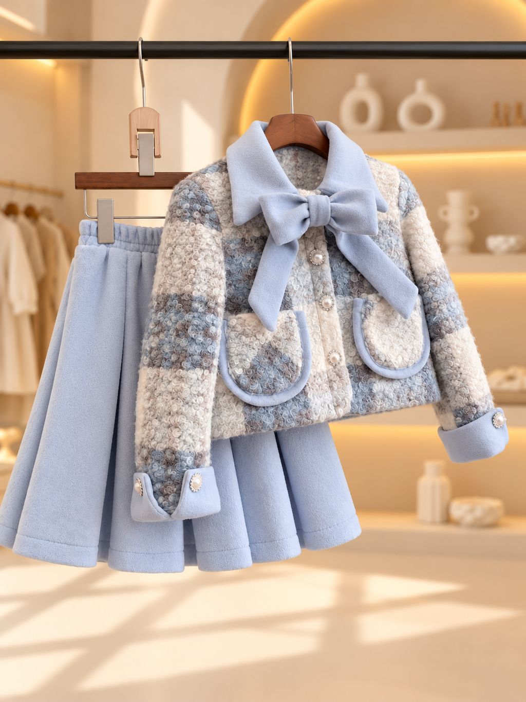 Juliette Bow Jacket & Pleated Skirt Set