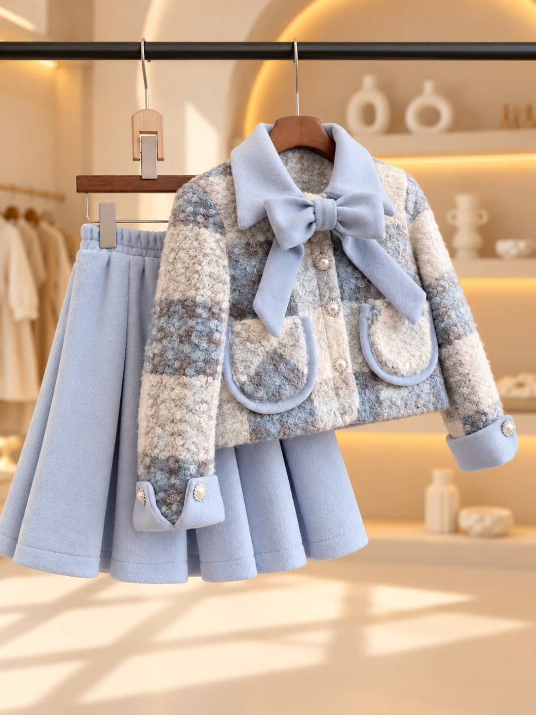Juliette Bow Jacket & Pleated Skirt Set