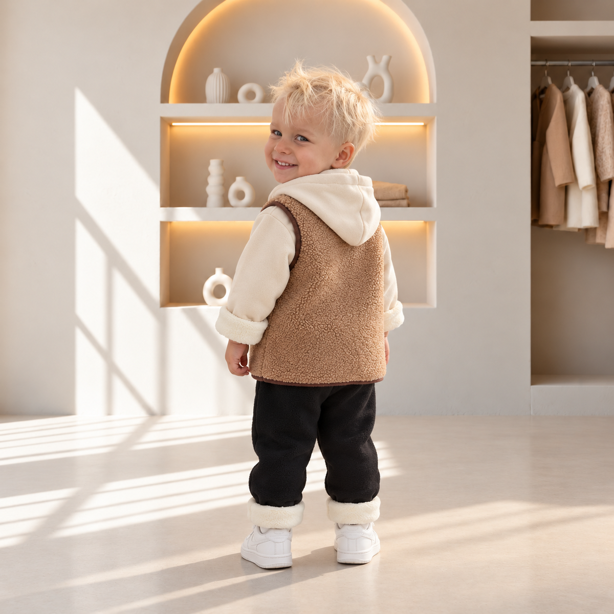 Teddy Bear Sherpa Vest 3-Piece Set