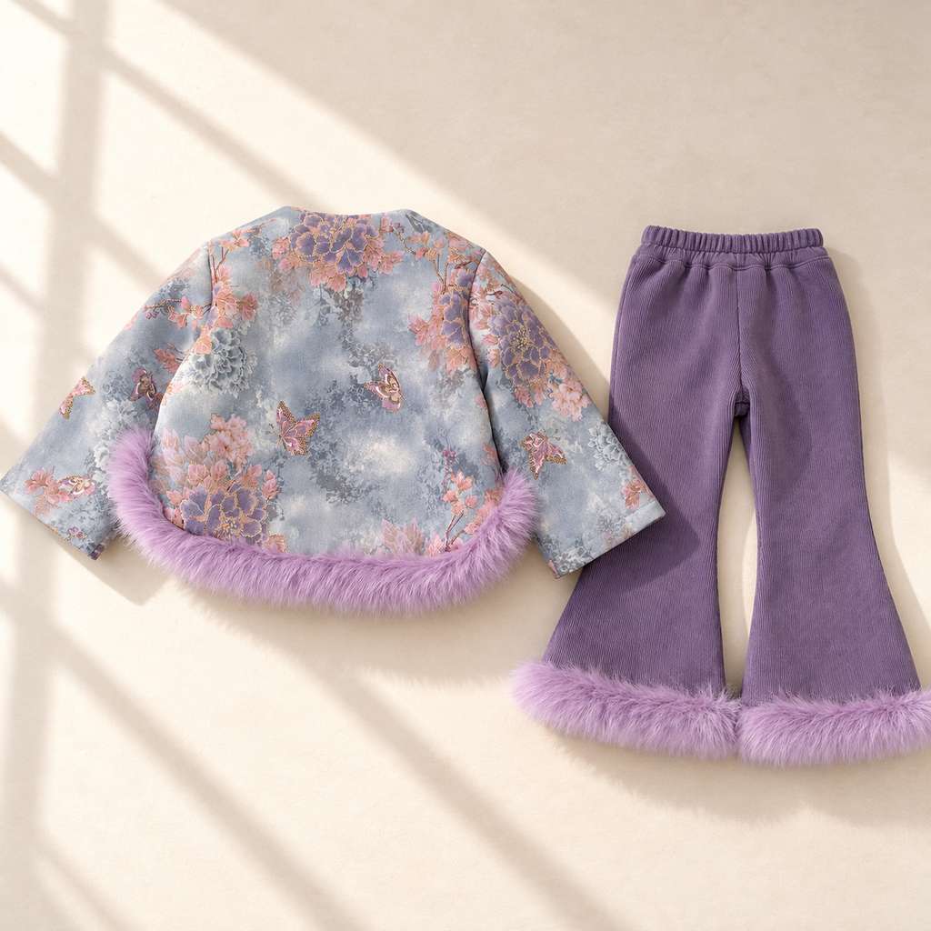 Lily Floral Frog-Button Jacket 3-Piece Set