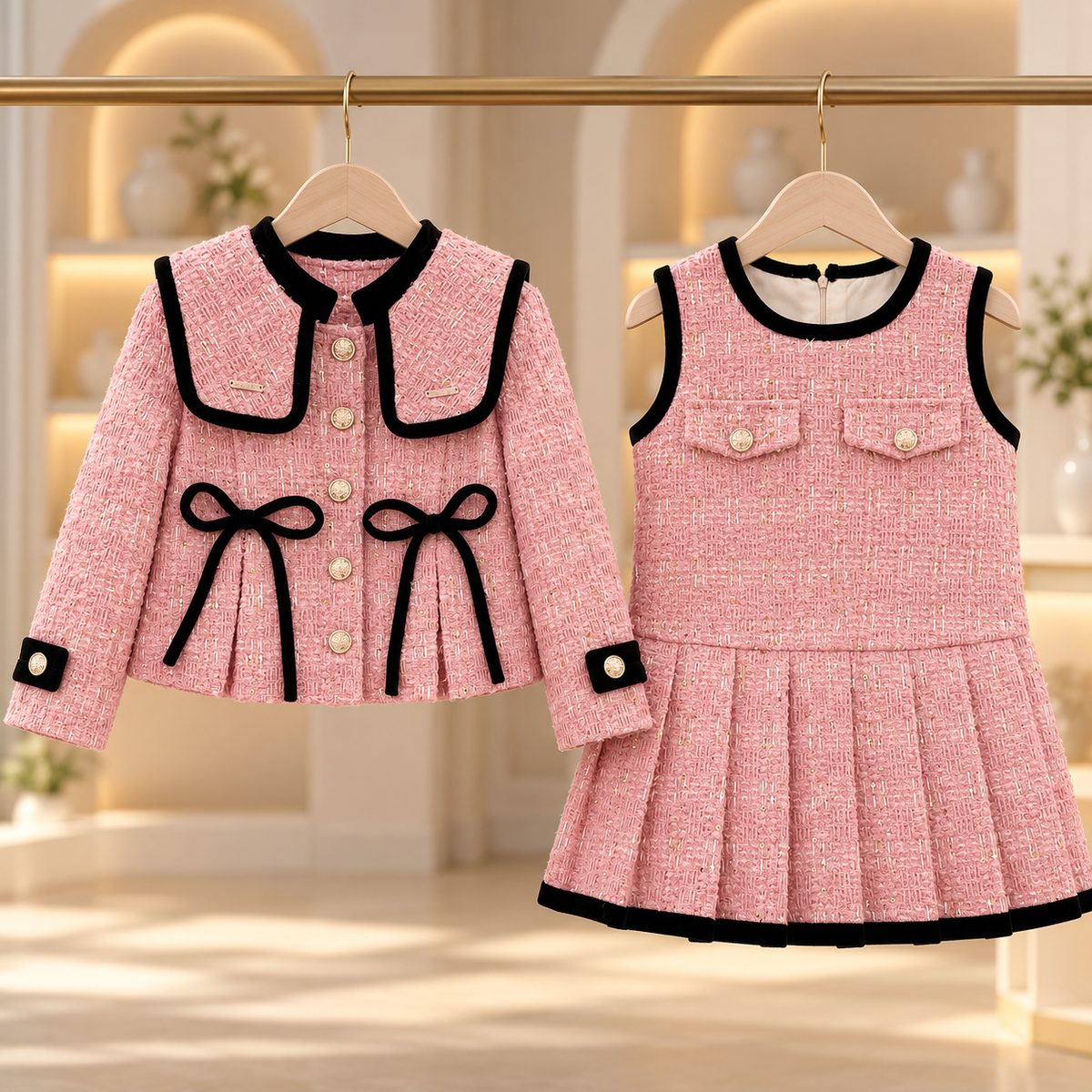 Camille Bow Jacket & Pleated Dress Set