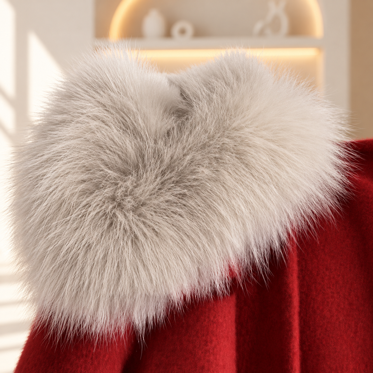 Noelle Red Winter Coat with Faux Fur Collar