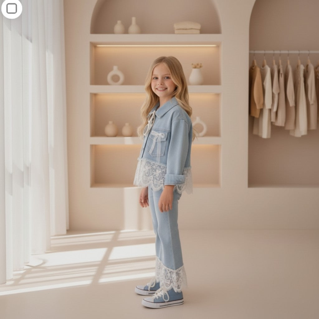 Amelie Lace Denim Set