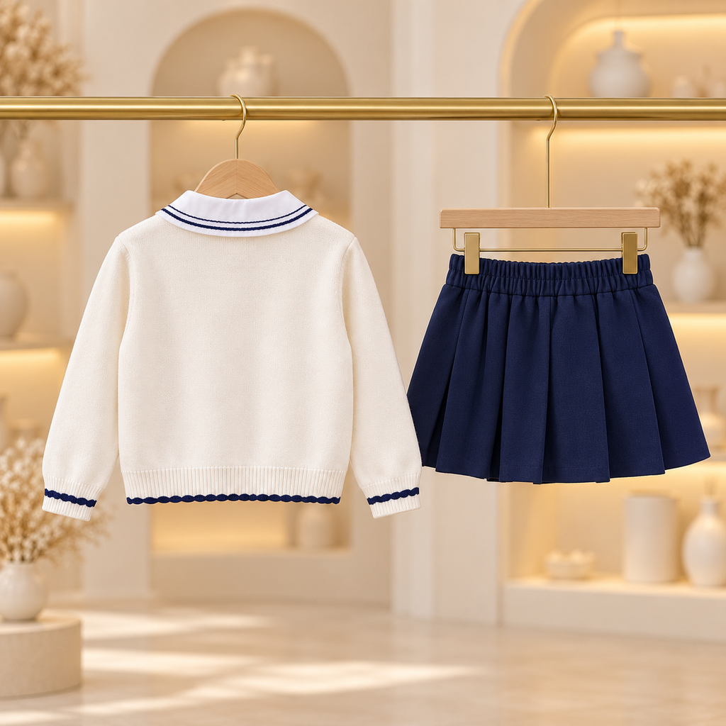 Madeline Cardigan & Pleated Skirt Three-Piece Set