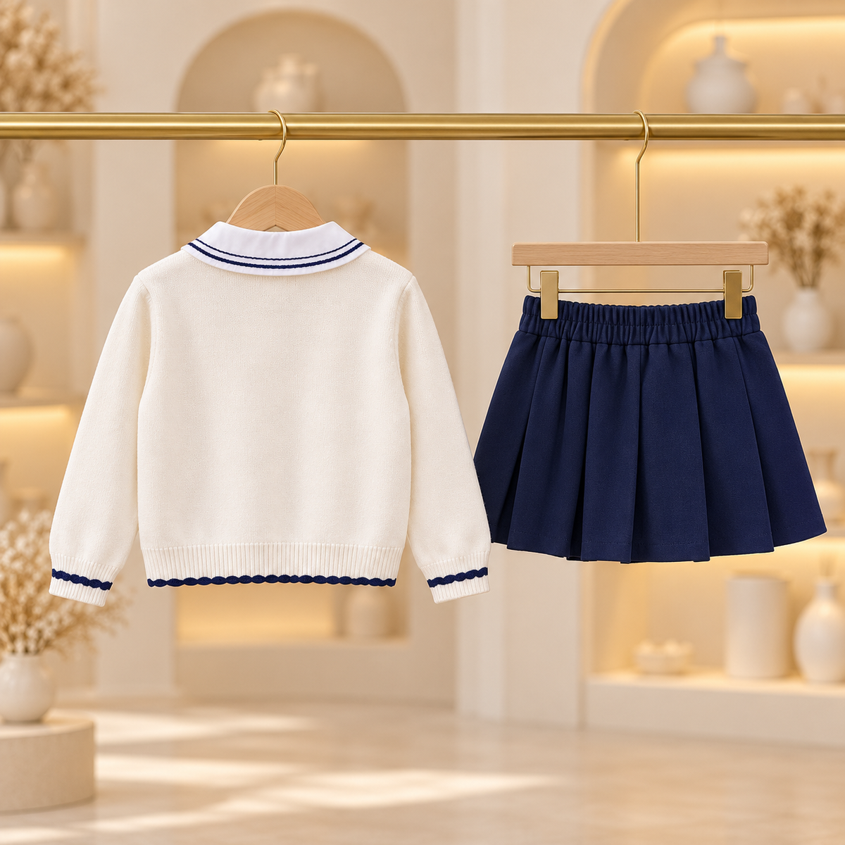 Madeline Cardigan & Pleated Skirt Three-Piece Set