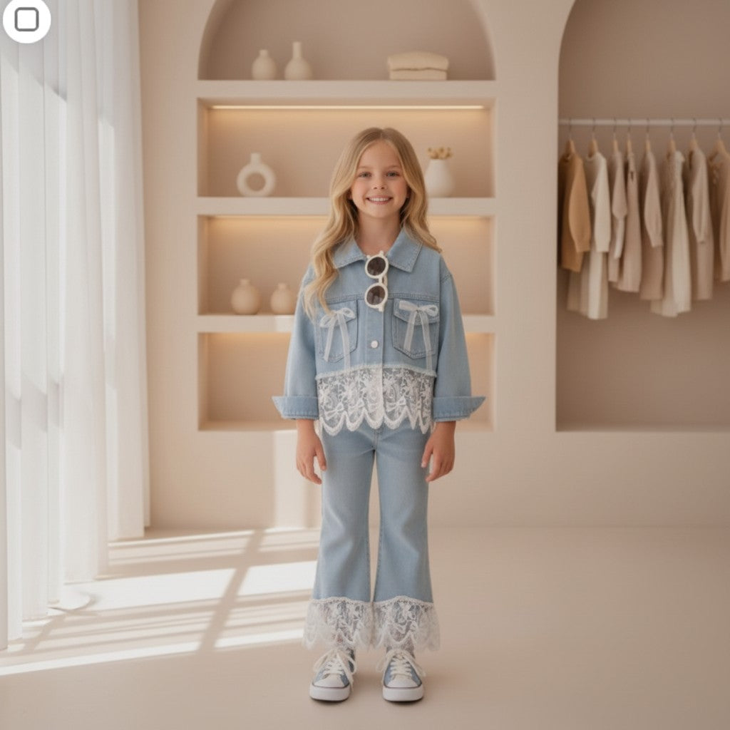 Amelie Lace Denim Set