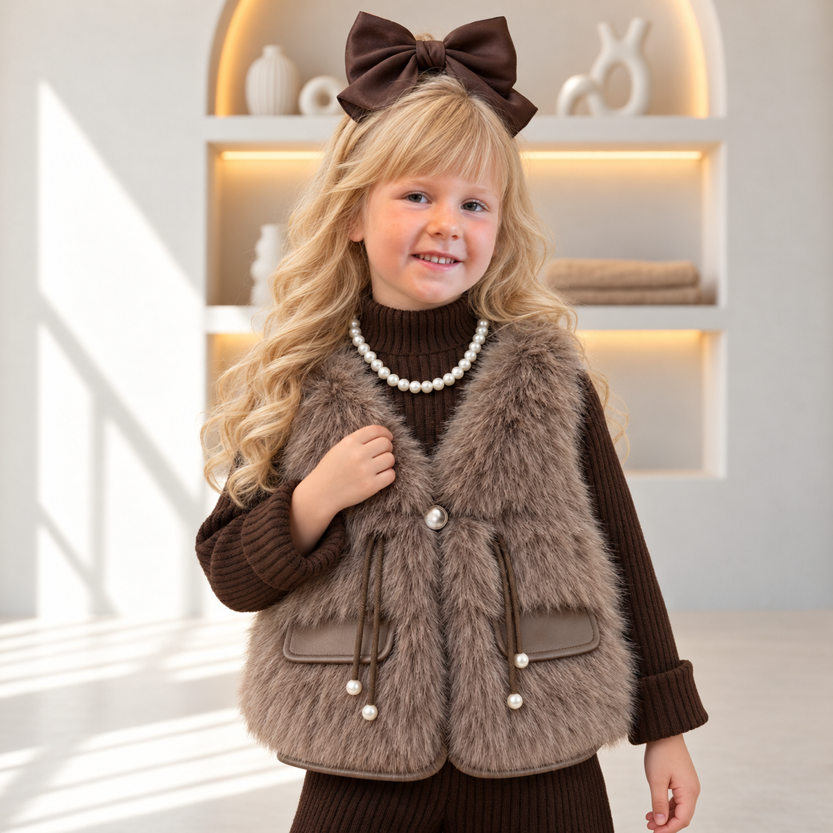 Hazel Faux Fur Vest 3-Piece Set