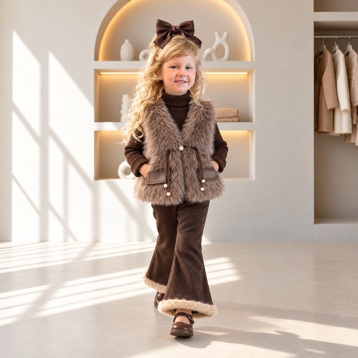 Hazel Faux Fur Vest 3-Piece Set