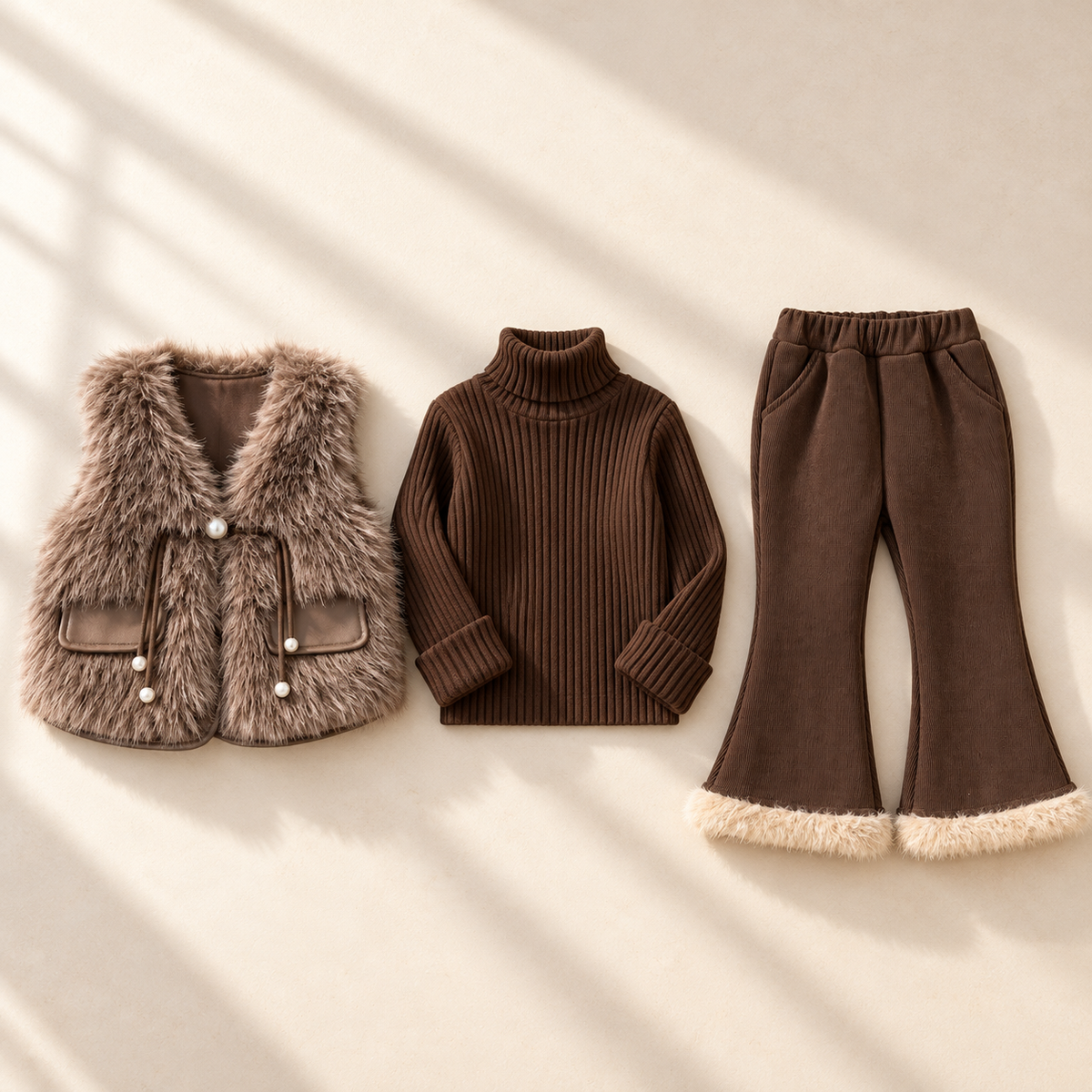 Hazel Faux Fur Vest 3-Piece Set