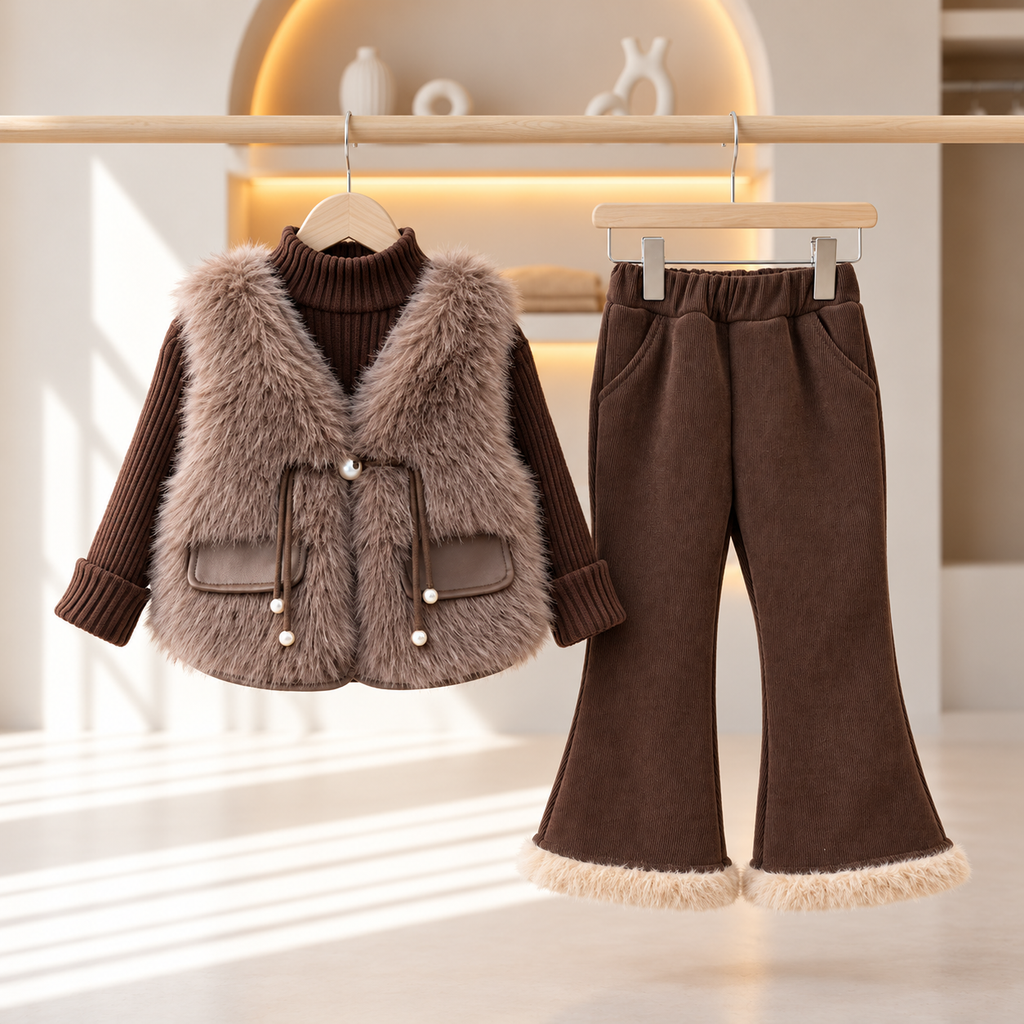 Hazel Faux Fur Vest 3-Piece Set