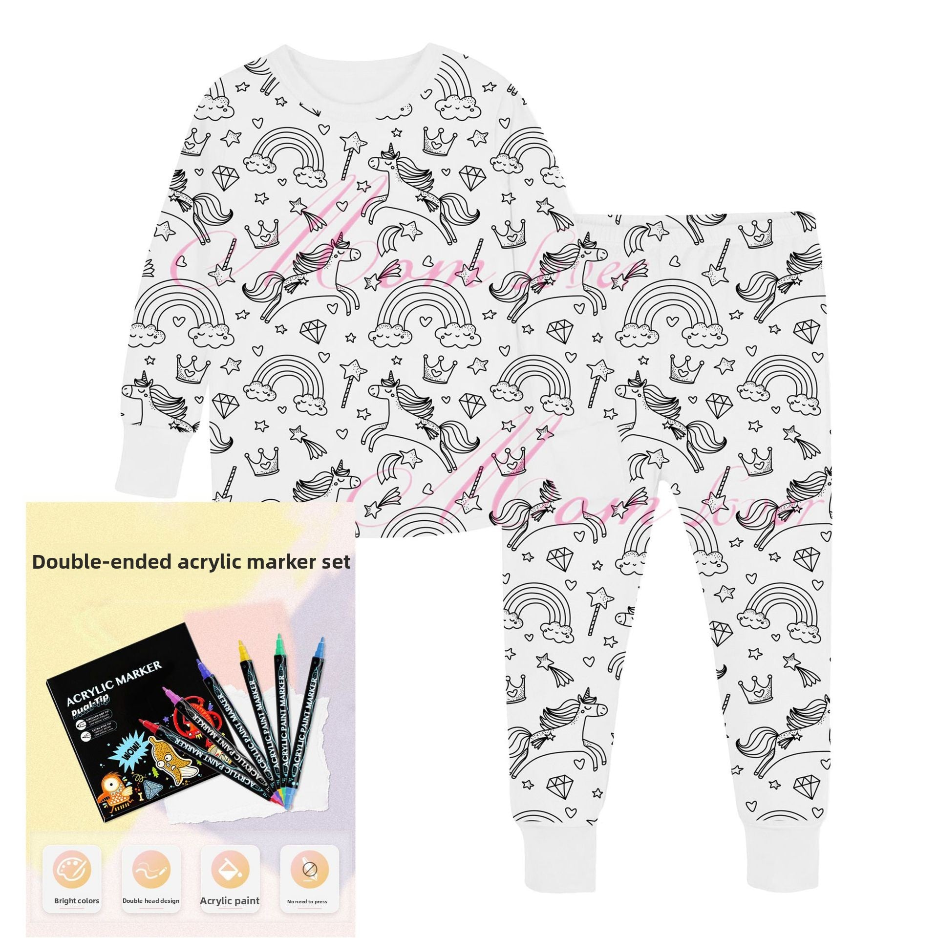 Kids' DIY Colorable Pajama Set with Marker Pen