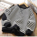 Kids Striped Sweatshirt Fleece Lined Pullover