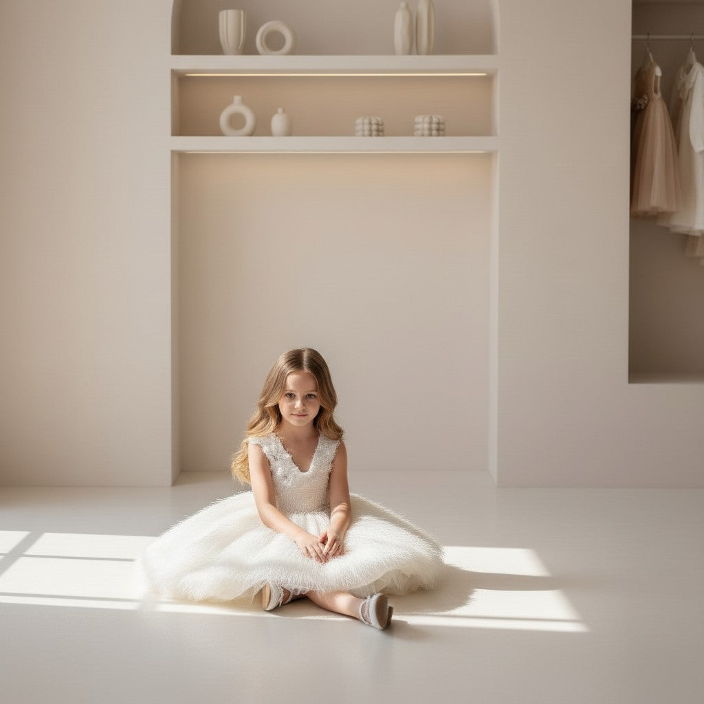 Ivory Butterfly Tulle Princess Dress
