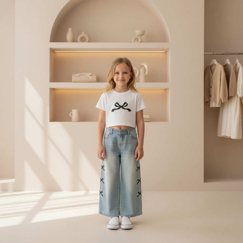 Little Muse Denim Bow Set