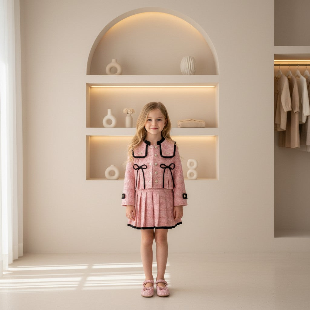 Camille Bow Jacket & Pleated Dress Set