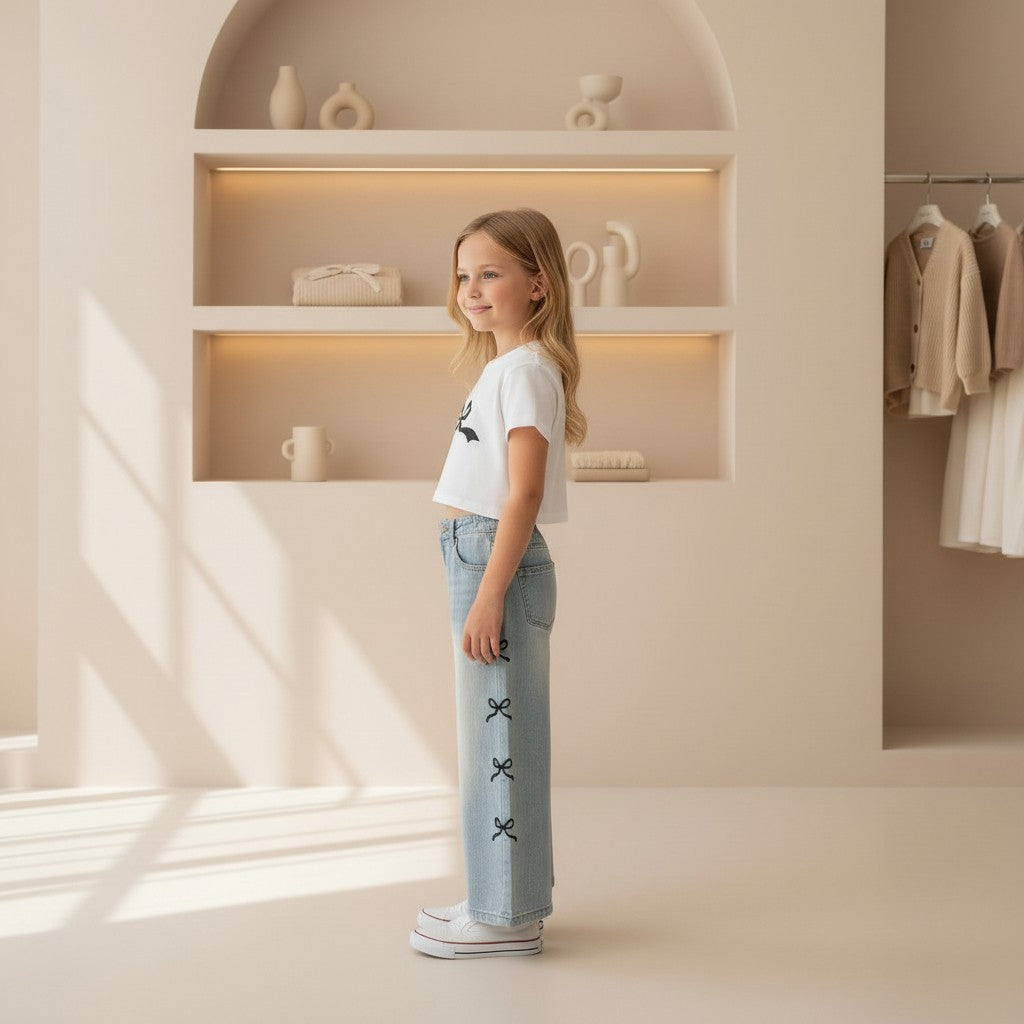 Little Muse Denim Bow Set