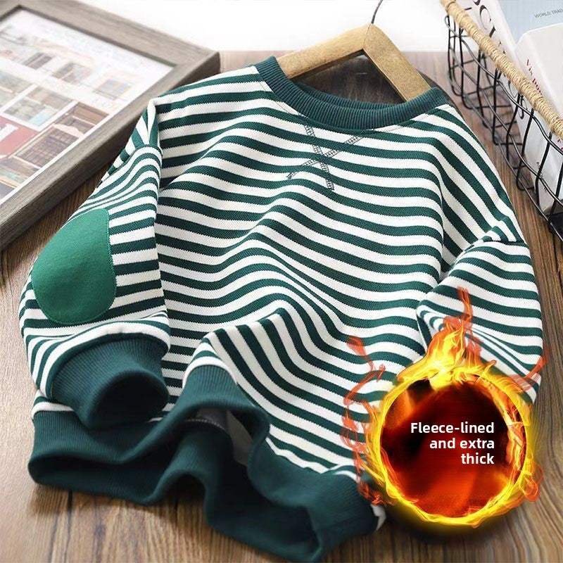 Kids Striped Sweatshirt Fleece Lined Pullover
