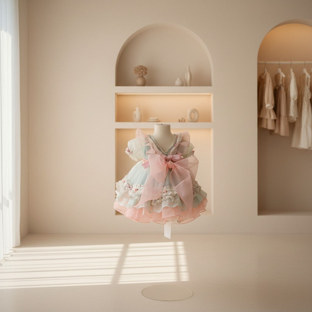 Pastel Bloom Bow Princess Dress