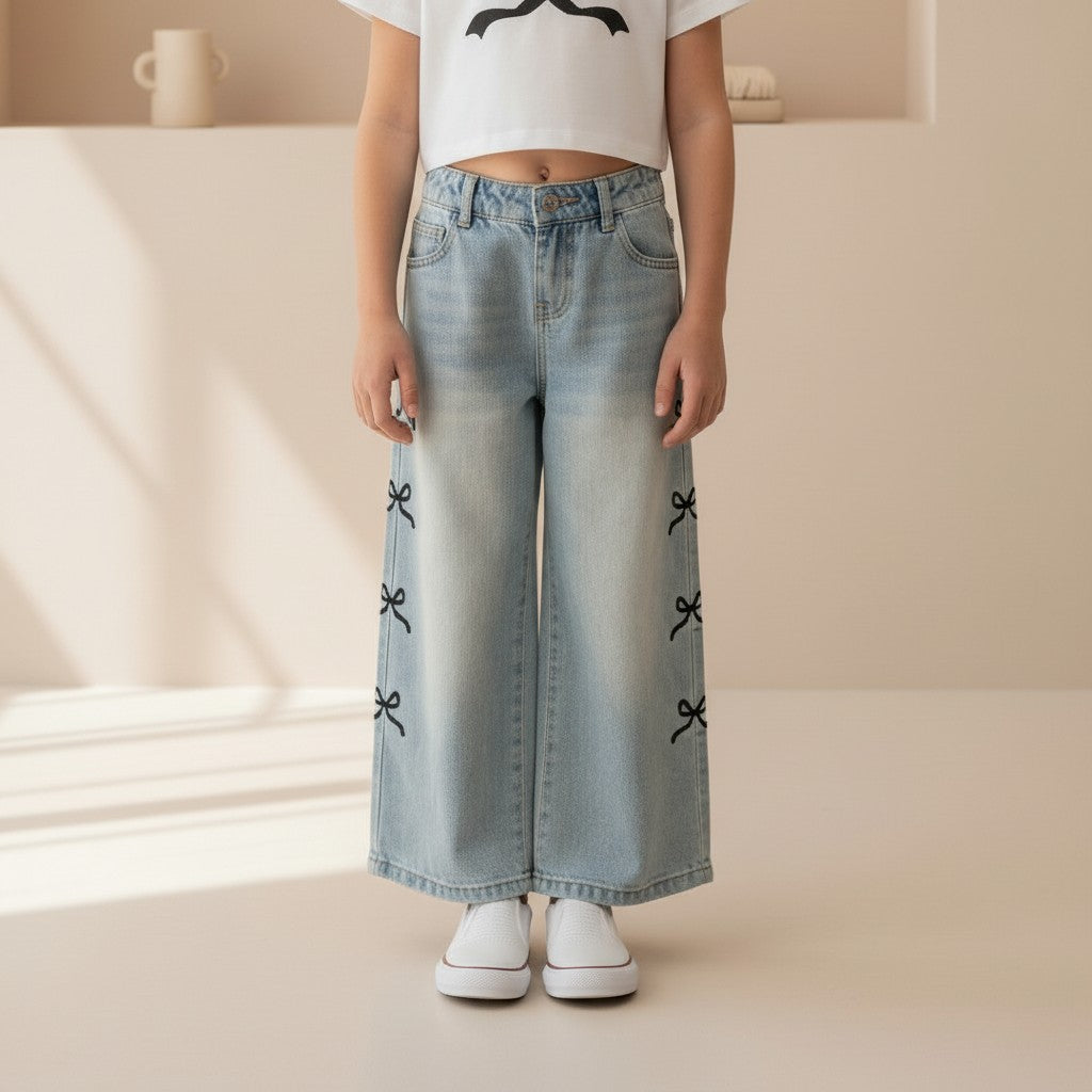 Little Muse Denim Bow Set