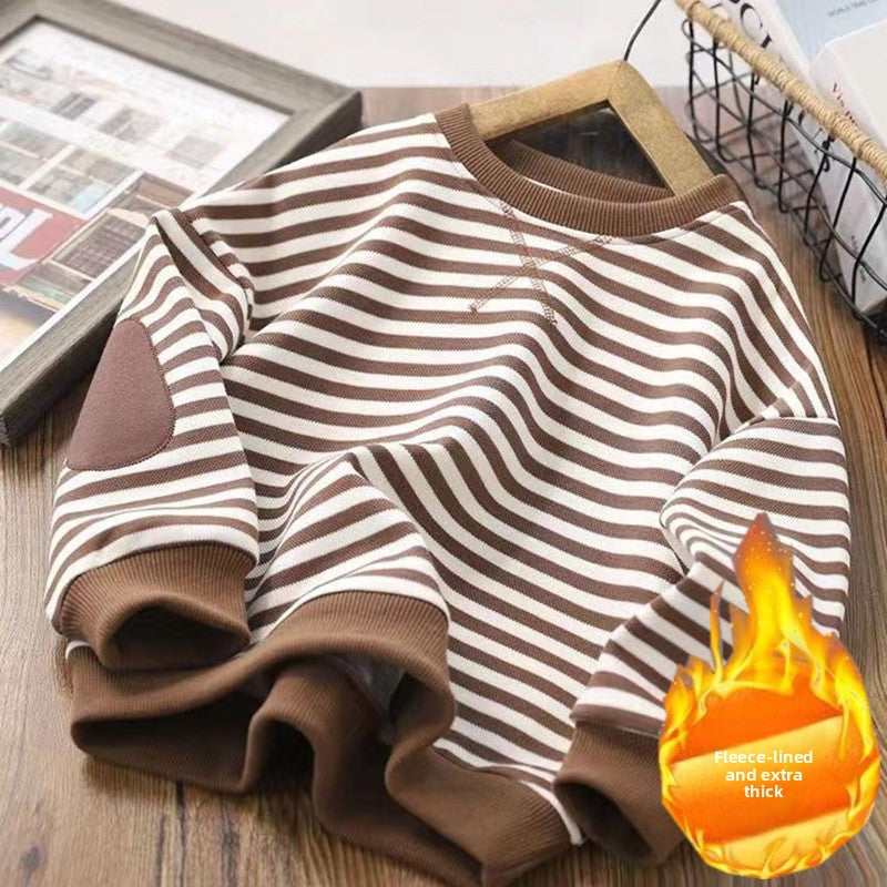 Kids Striped Sweatshirt Fleece Lined Pullover