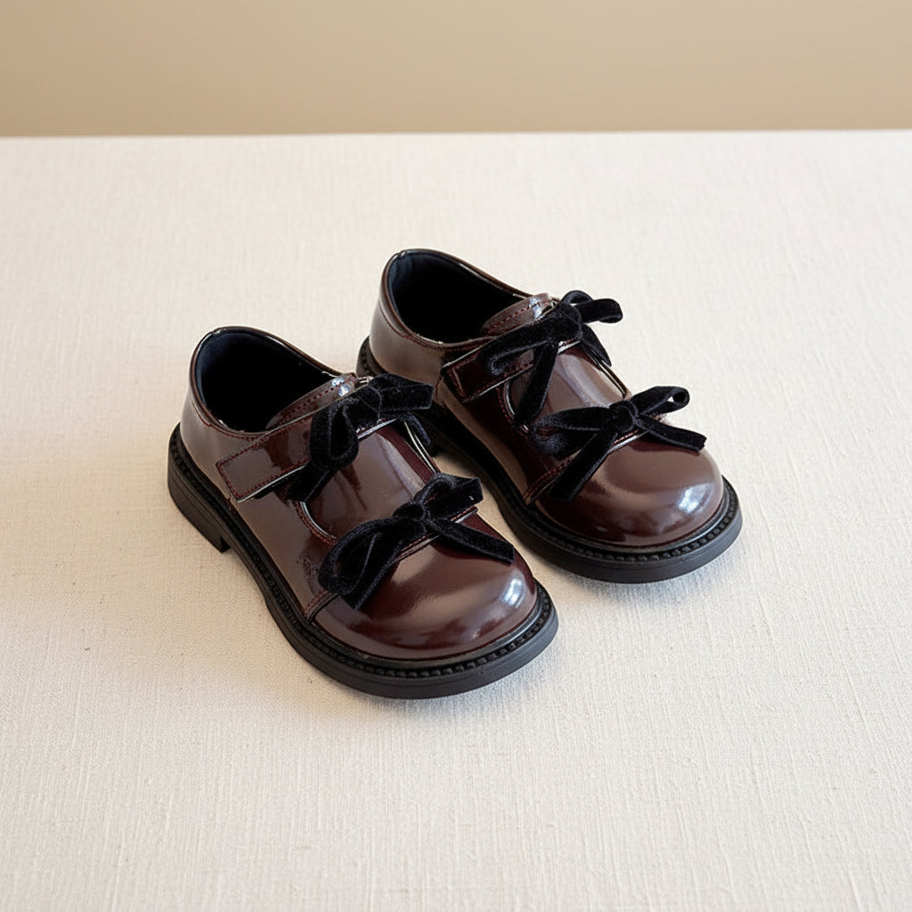 Velvet Bow Shine Loafers
