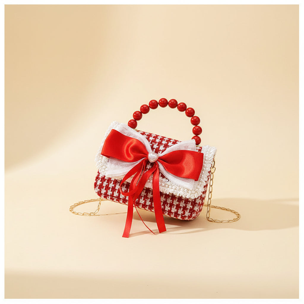 Cherry Bow Pearl Purse