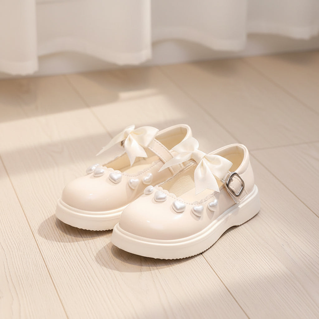 Pearl Heart Bow Mary Janes