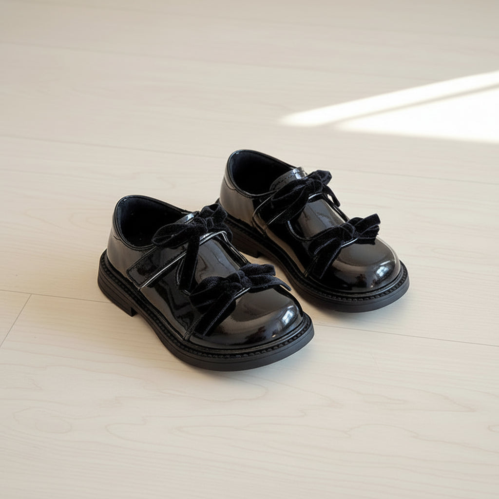 Velvet Bow Shine Loafers