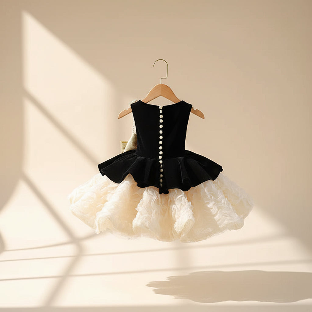 Golden Bow Tulle Dress