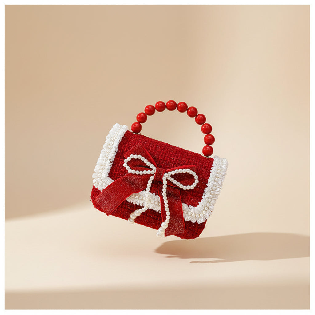 Cherry Bow Pearl Purse