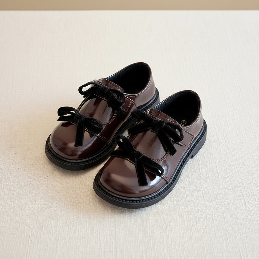 Velvet Bow Shine Loafers