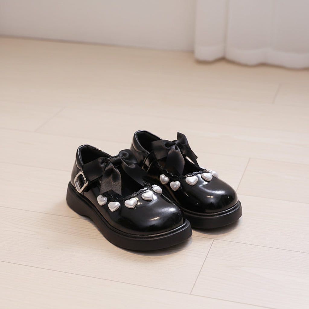 Pearl Heart Bow Mary Janes