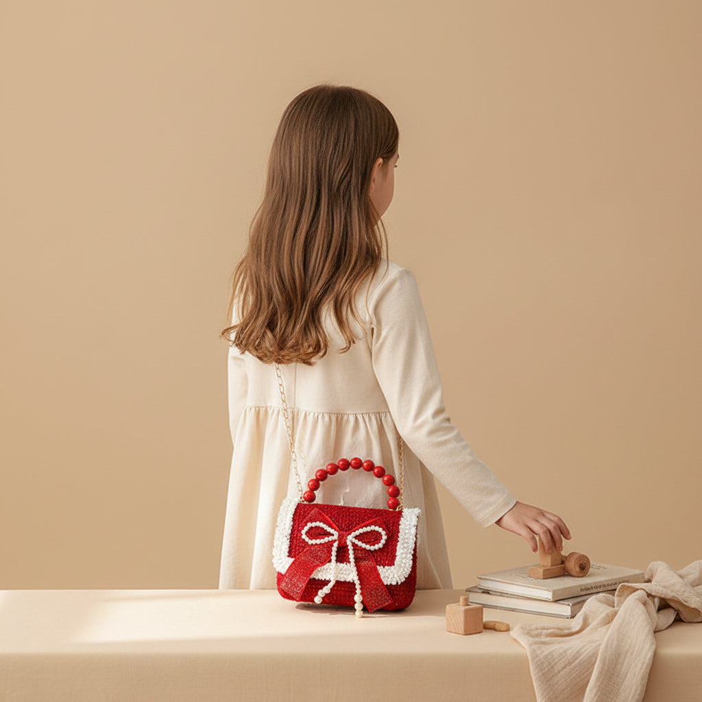 Cherry Bow Pearl Purse