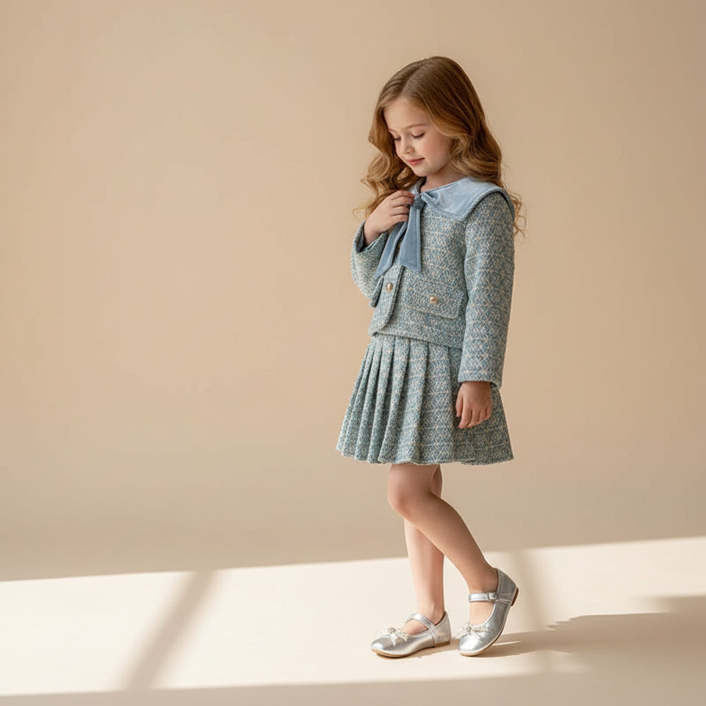 Azure Heirloom Pleated Set